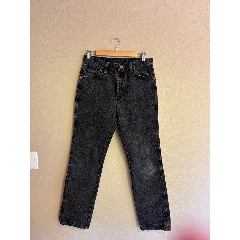 Wrangler Black Slim Fit Cowboy Cut High Waisted Jeans 31x32 Vintage